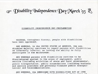 A printout of the proclamation, featuring icons of hands performing sign language