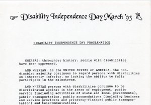 A printout of the proclamation, featuring icons of hands performing sign language